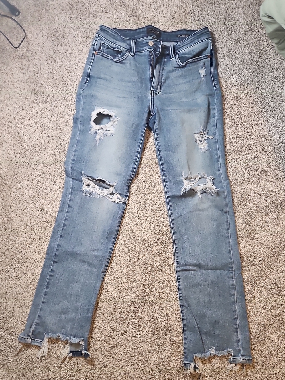 Judy Blue Light Blue Distressed Women's Straight Leg Jeans